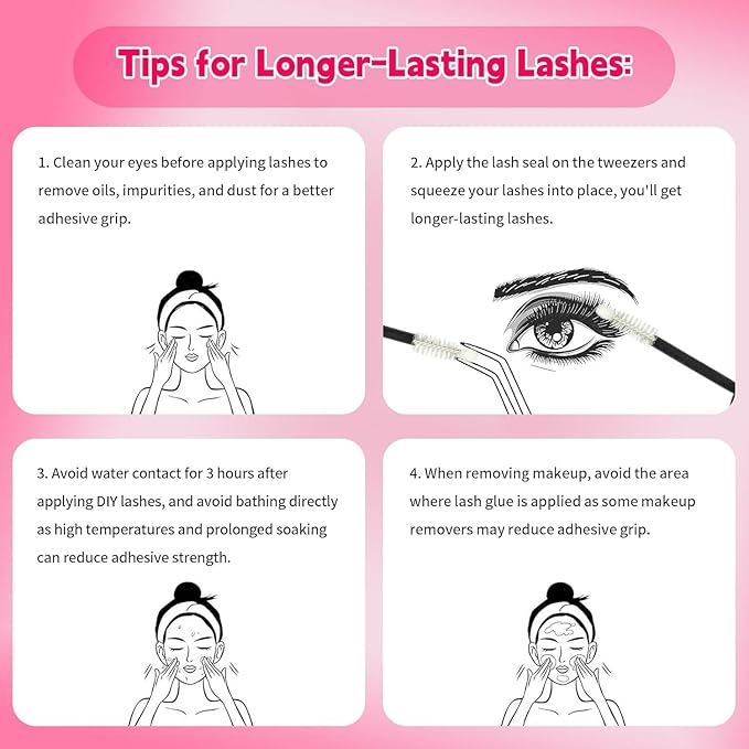 Lash Extension Kit DIY Lash Clusters Kit 400pcs Cluster Lashes Individual Lashes Eyelash Extension Kit with Lash Bond and Seal,Lash Remover,Lash Tweezers(50D+80D Cluster Kit,8-16mm)