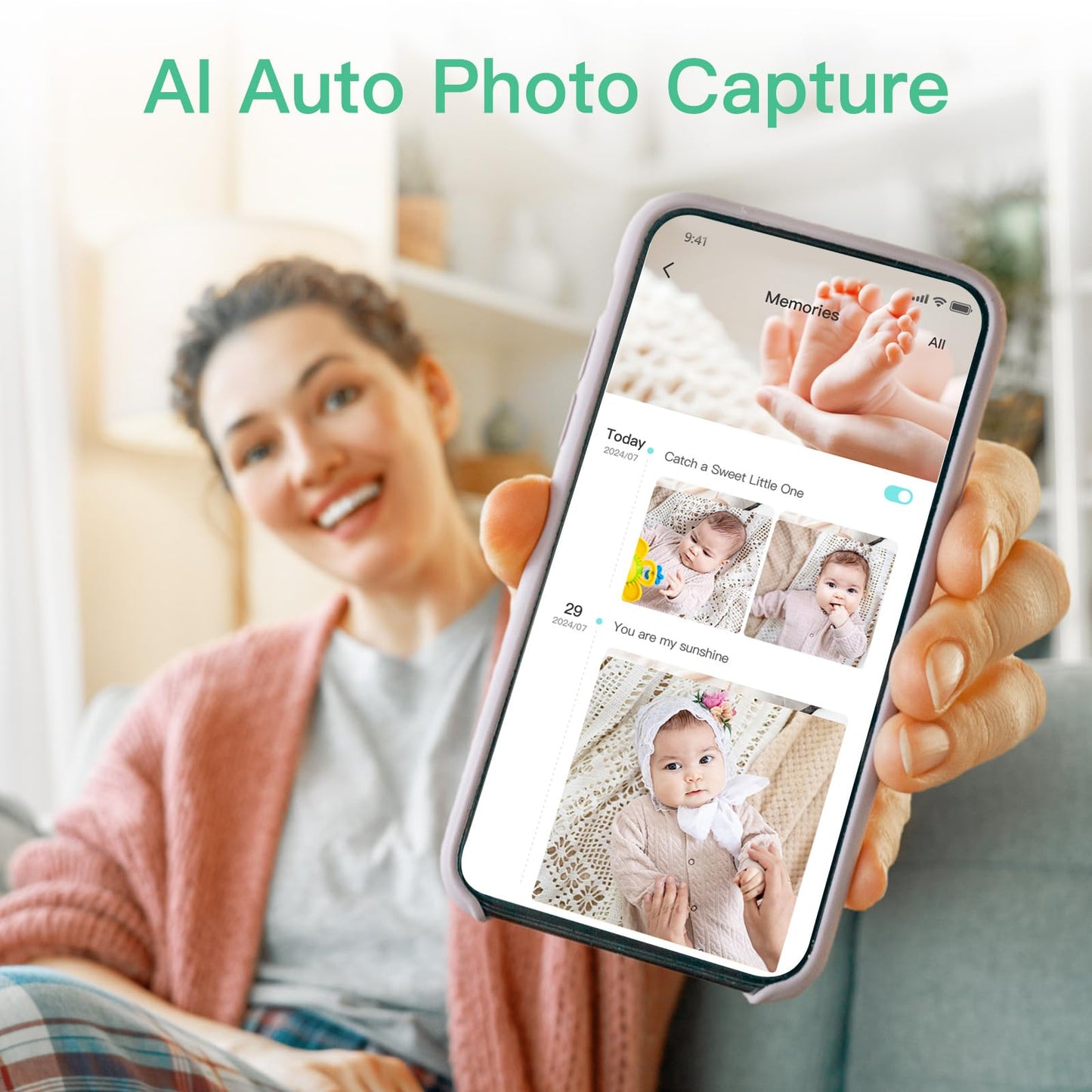 Simyke Smart Video Baby Monitor with Camera and Audio,Dual Mode,WiFi On/Off Switch,2.8inch Display,App,1080p Camera,1500ft Long Range,Night Vision,2-Way Talk,AI Baby Growth Album Function