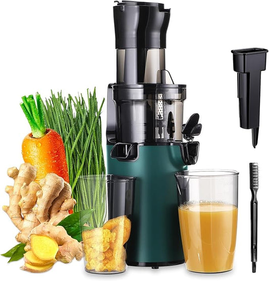 Compact Cold Press Juicer Machines Slow Masticating Juicer-3.1" Wide Chute for Fruits Vegetables Easy Clean with Brush Pulp Measuring Cup Reverse