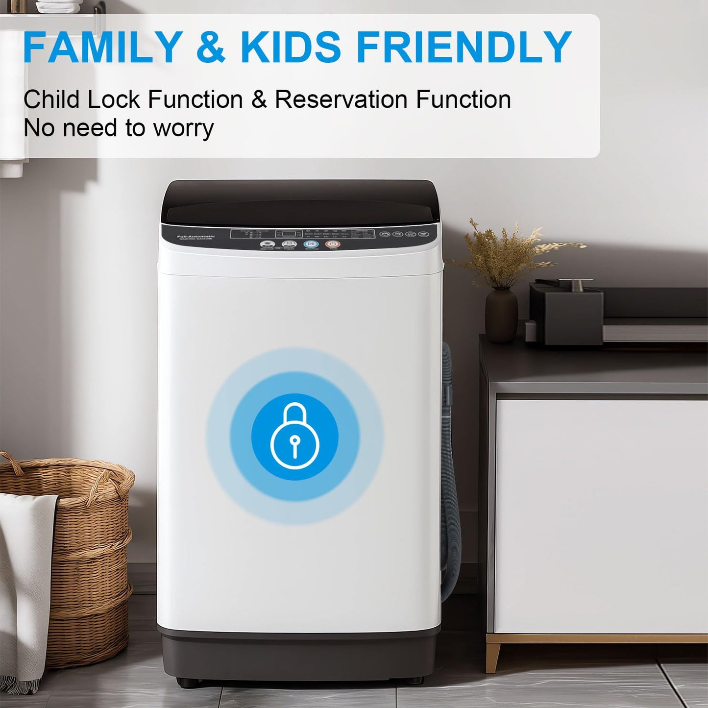 Stopsad 2.2 Cu.Ft Portable Washing Machine, Full-Automatic Electric Laundry Machine with 10 Programs, Compact Clothes Wash and Spin Combo with Stainless Steel Drum, Drain Hose for Apartment, Dorm,Home