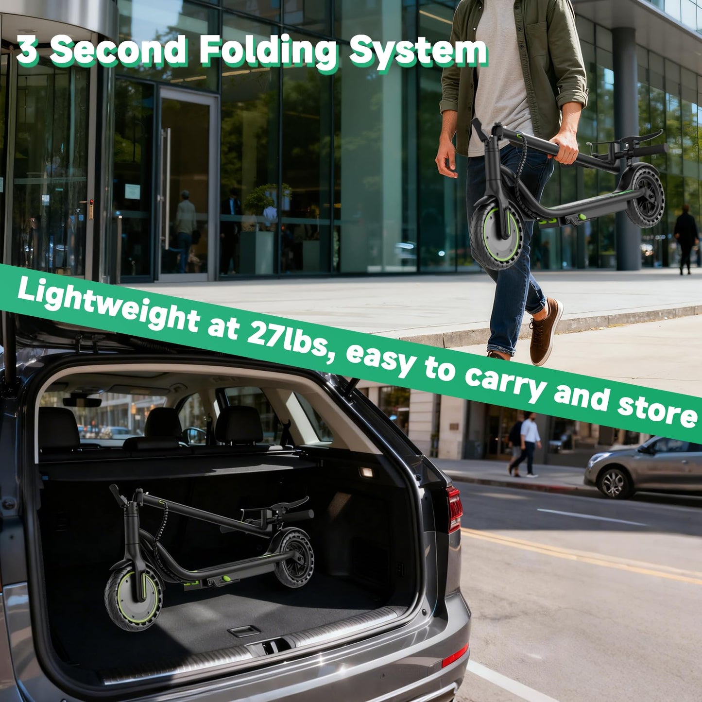 VOLPAM Electric Scooter Adult, 19 MPH & 15-21 Miles Range, 350W Motor, 8.5" Solid Tires, Lightwight Foldable E Scooter for Adults & Teens, with App Control, Curise Control, Dual Braking