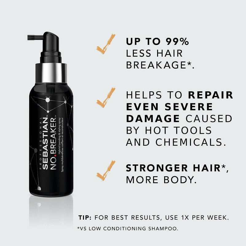 Sebastian Professional No.Breaker, Hair Bonding Treatment, Breakage and Damage Repair Leave-In Spray + Bundle of Shaper Regular Hair Spray, 1.5 Ounce