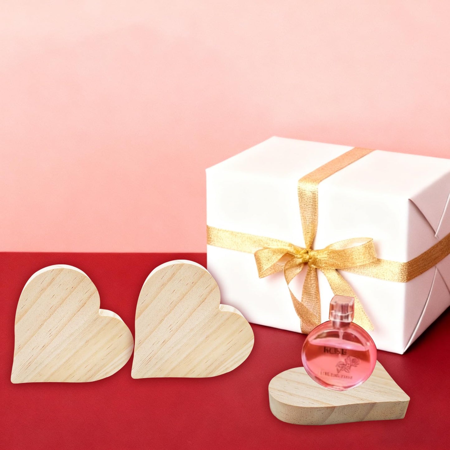 6 Pcs Wooden Blank Cutouts Unfinished Thick Shaped Table Wooden Signs Wood Blocks to Paint for DIY Crafts Holiday Home Tiered Tray Party Decorations Gift Making (Heart)