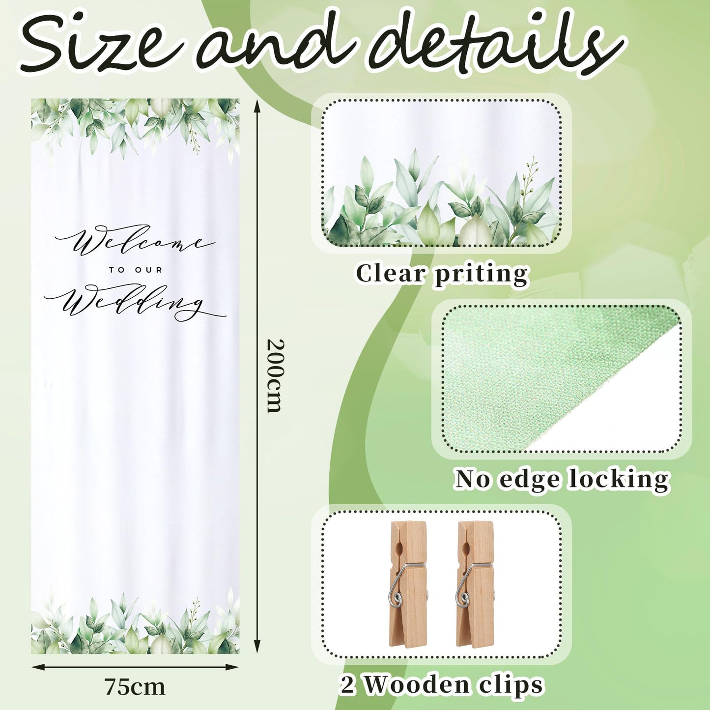HunnmingRe 29 x 78 Inch Welcome to Our Wedding Sign with 2 Clips Greenery Welcome Arch Reception Backdrop Rustic Linen Fabric Wedding Sign Banner for Ceremony Bridal Engagement Party Supplies Decor