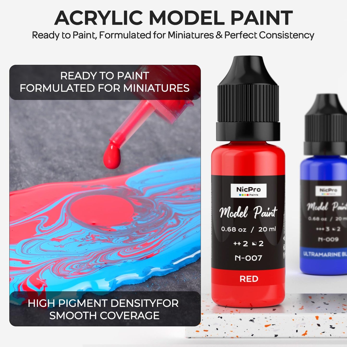 Nicpro All-In-One Miniature Painting Kit, Including 18 Colors Model Paint, Wet Palette, 11PCS Detail Paint Brushes Drybrush, Magnetic Painting Handle, 2PCS Sponges, 50PCS Pallet Paper and Brush Holder