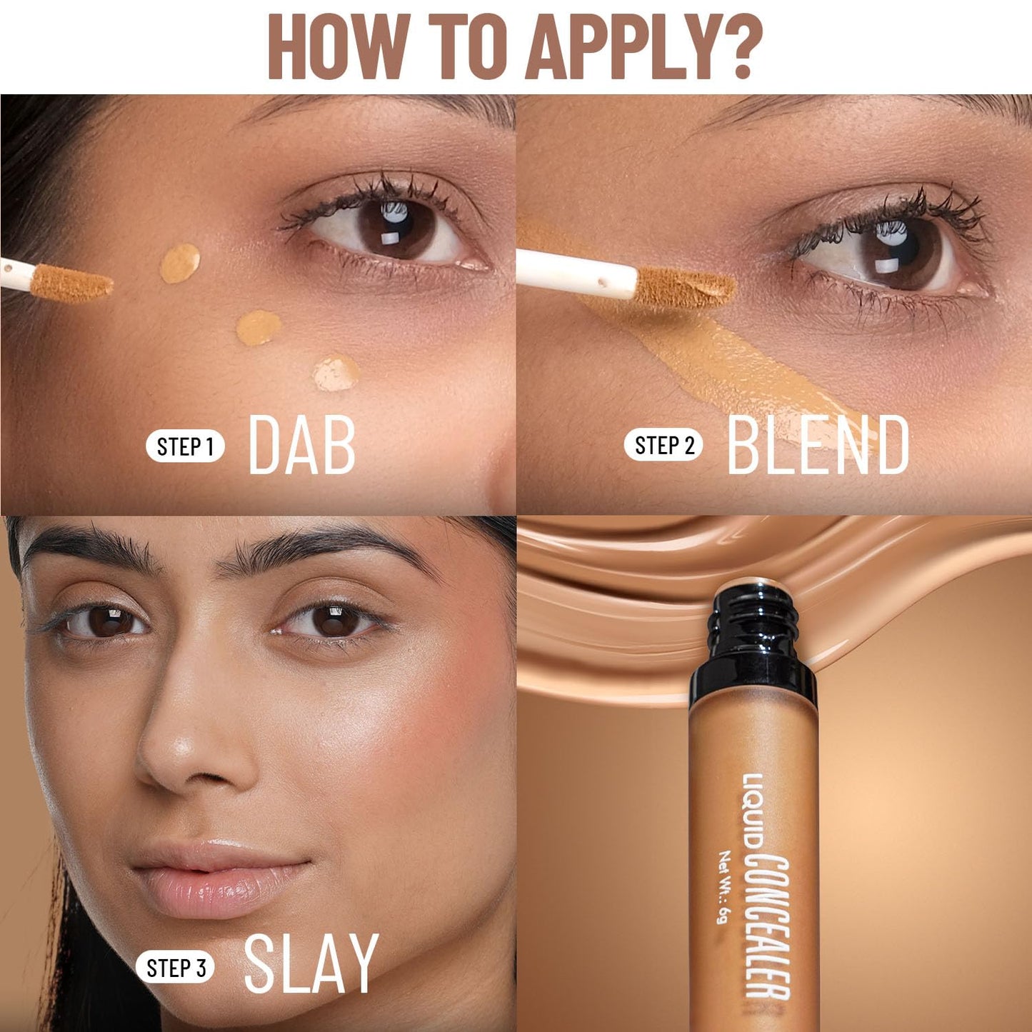 Swiss Beauty Liquid Light weight Concealer with Full Coverage |Easily Blendable Concealer for face makeup with Matte finish | Shade- Medium - Beige, 6g |