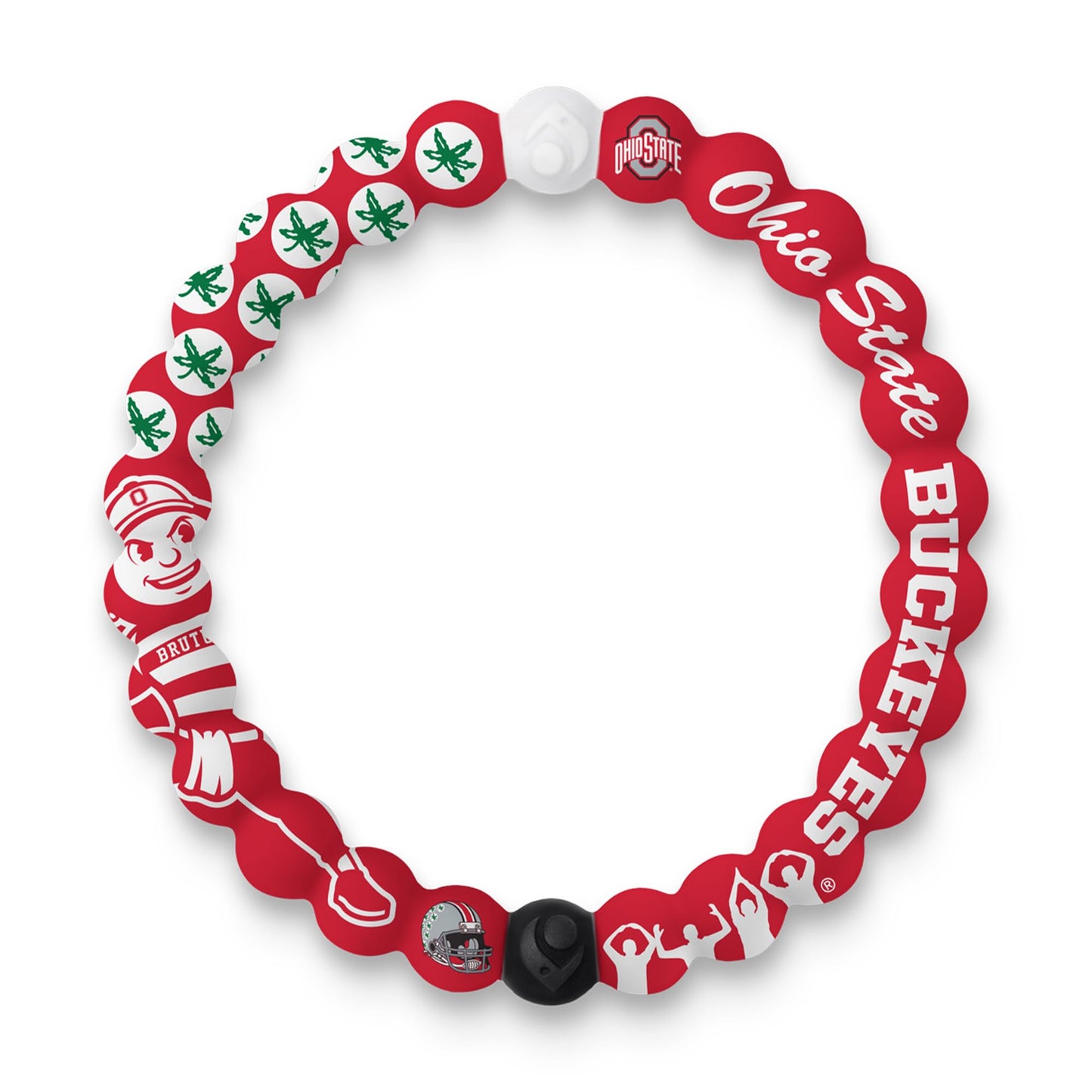Lokai Collegiate Silicone Beaded Bracelet for Women & Men (Ohio State University, Medium) - Stylish & Colorful Bead Bracelet Fashion Jewelry - Bangle Slide-On Style Over Wrist for Comfortable Fit