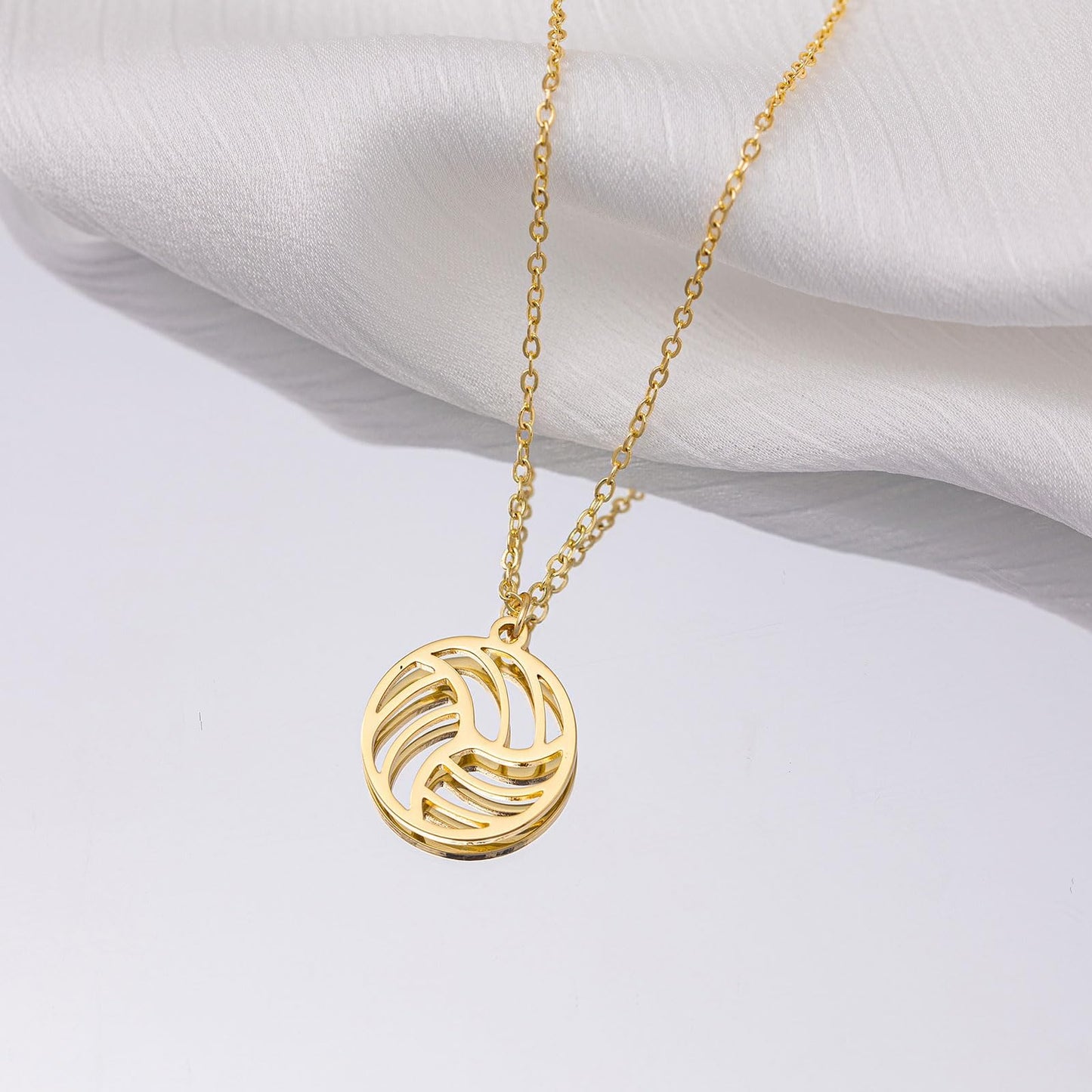 VRIUA Volleyball Necklace - 14K Gold Plated Dainty Volleyball Necklace for Women - Trendy Gold Pendant Necklaces Simple Everyday Trendy Jewelry