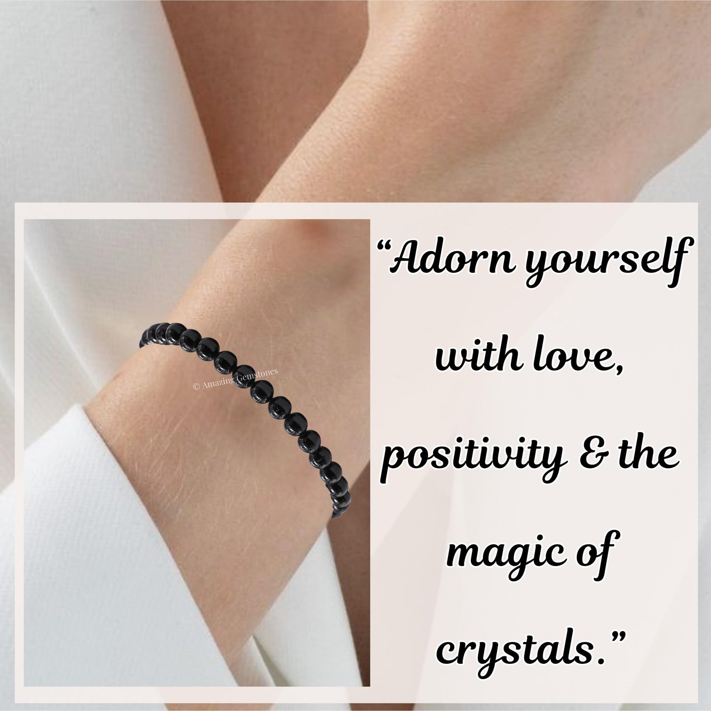 Amazing Gemstone Black Tourmaline Bracelet for Women Men's Gifts - Protection Healing Crystal Bracelet - 6mm Gemstone Beaded Adjustable Bracelet Pulseras Para Hombres Mujer Stocking Stuffers