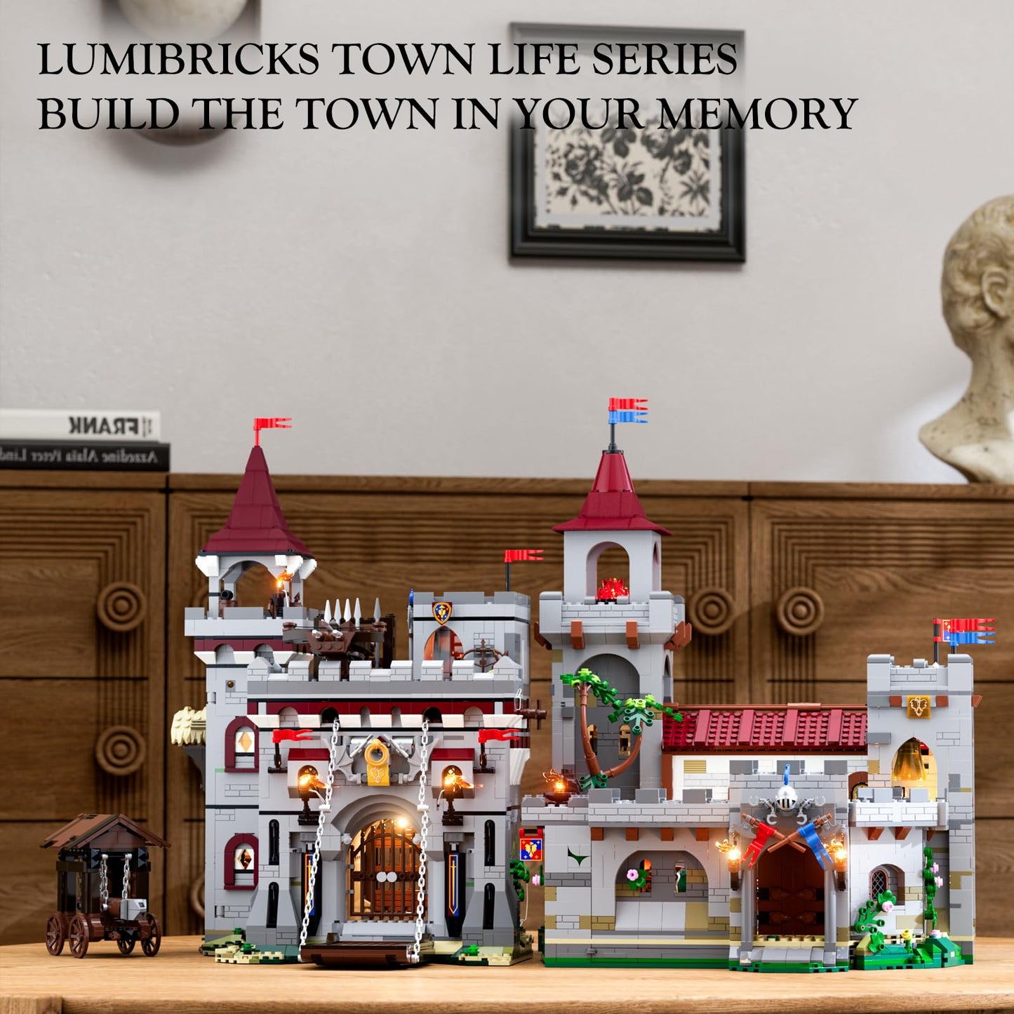 Lumibricks Medieval Guard Post Lighting Building Bricks Set - Middle Ages Castle Modular Collection Display Kit with Minifigures 2945 Pcs for Adults & Teens