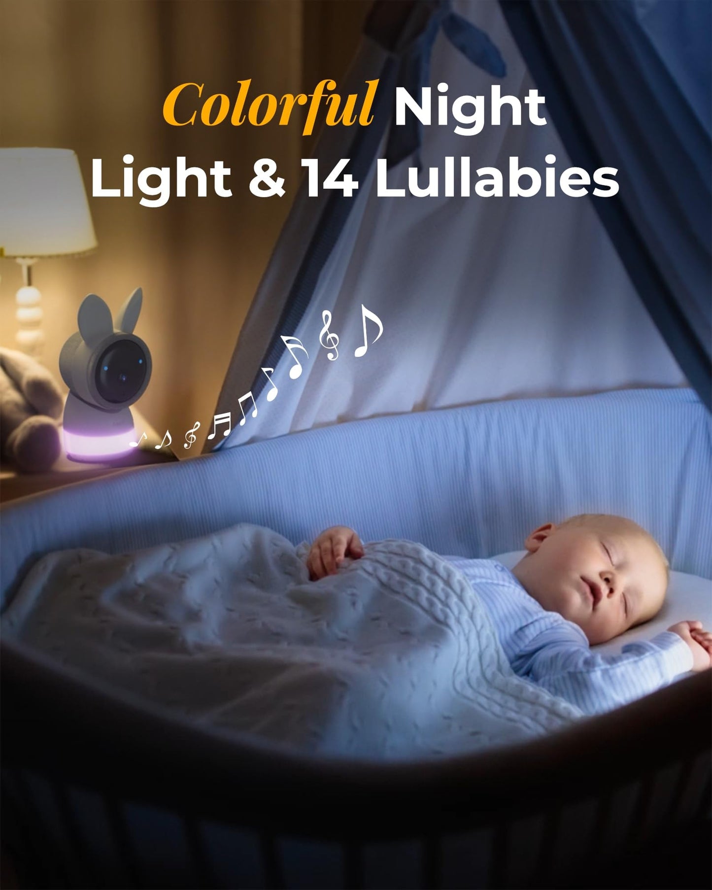 ARENTI Baby Monitor with 2 Cameras, Cry&Motion Detection, 2K Smart Baby Camera with 5'' Upgraded Wireless Display, 2 Way Audio, Super Night Vision, Lullabies, Breathing Light, Temp&Humidity Sensor
