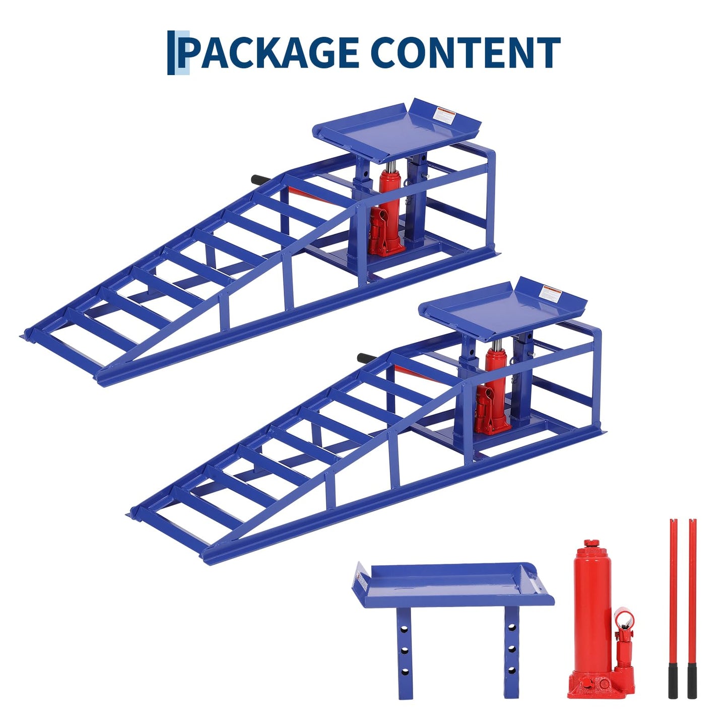 2 Pack 5 Ton 11060Lbs Hydraulic Car Ramps - Heavy Duty Vehicle Lift Ramps for Oil Changes & Garage Repair, Portable Auto Service Ramps for Home Garage, Blue