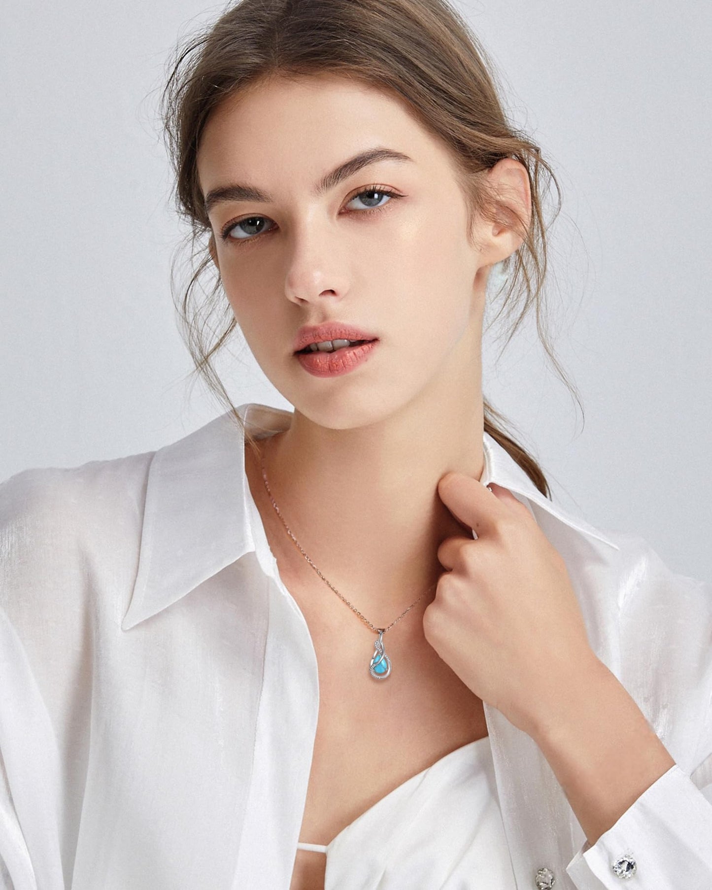 FANCIME Turquoise Necklace December Birthstone Sterling Silver Infinity Knot Pendant Necklace Gemstone Fine Jewelry Anniversary Birthday Mothers Day Gifts for Women Her Mom
