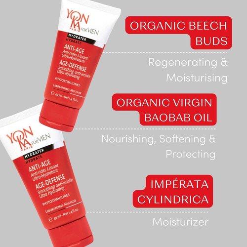 YonKa Mens Age Defense Moisturizer | Anti-Aging Daily Face Lotion for Dry and Mature Skin | Prevent Wrinkles with Nutrient Rich Creme | 1.4 fl oz