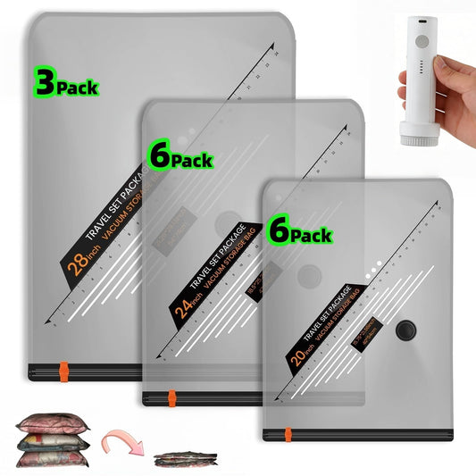 15 Pack Luggage Suction Packing Vacuum Seal Bags for Clothing Travel Vacuum Bags with Rechargeable Electric Pump,Space Vacuum Storage Bags for Clothes,Compression Bags for Travel