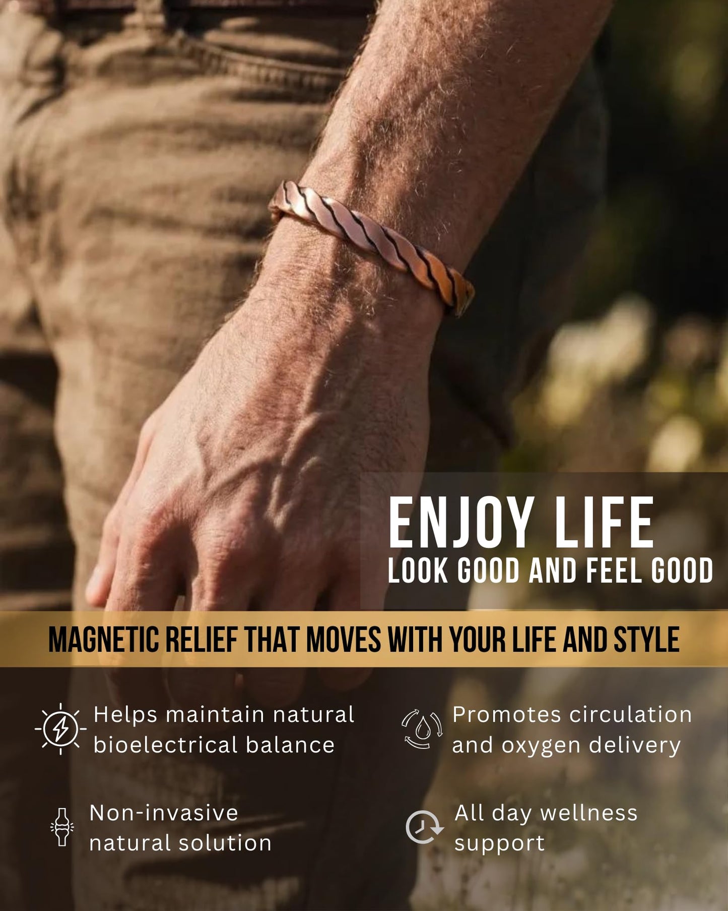 Copper Bracelet for Men Women, 8X Ultra Strength Magnetic Bracelets with 3,800 Gauss Magnets, 99.99% Pure Copper Health Jewelry Gift, Includes Gift Box, Jewelry Cloth, Blank Blessing Card (Twisted Copper)