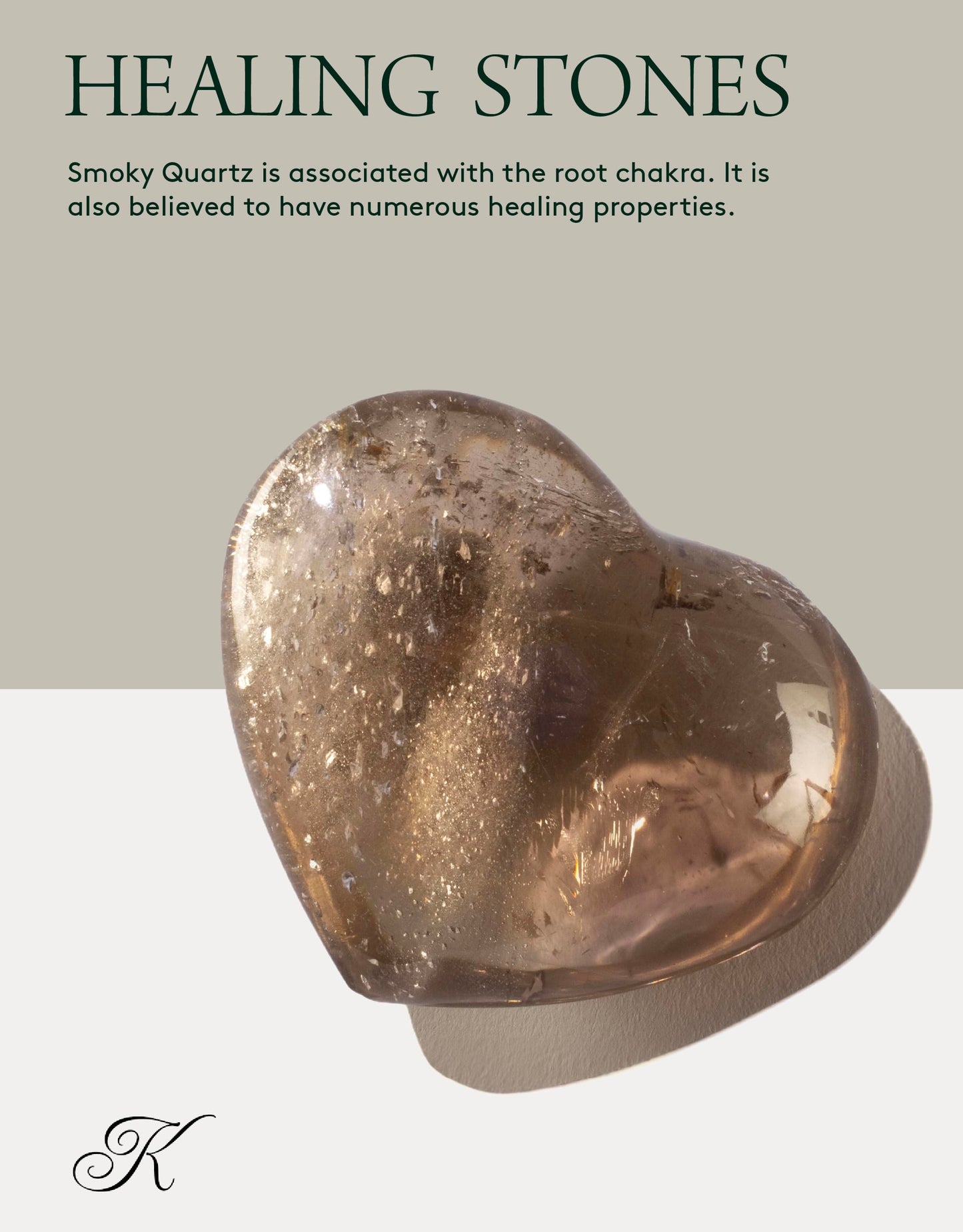 KALIFANO Smoky Quartz Heart Carving - Bulk High Energy Raw Lemurian Reiki Morion Cuarzo Crystal Used for Clarity and Purpose - Information Card Included (Family Owned & Operated)