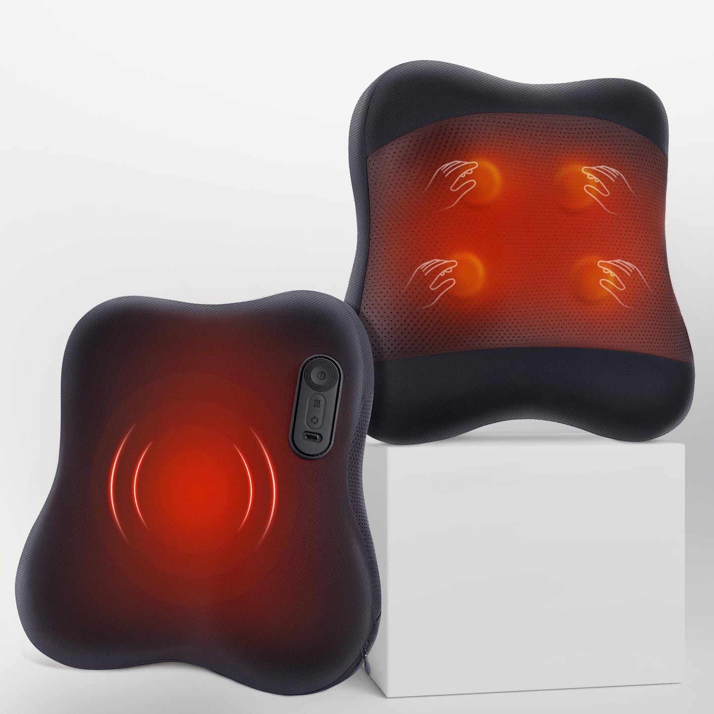 KINGJOY 2-in-1 Cordless Shiatsu Back Massager with Heat, Upgraded 4D Liftable Massage Nodes & Dual-Side Heating, Deep Tissue Kneading for Back Pain Relief, Gift for Women Men, Home Office Use