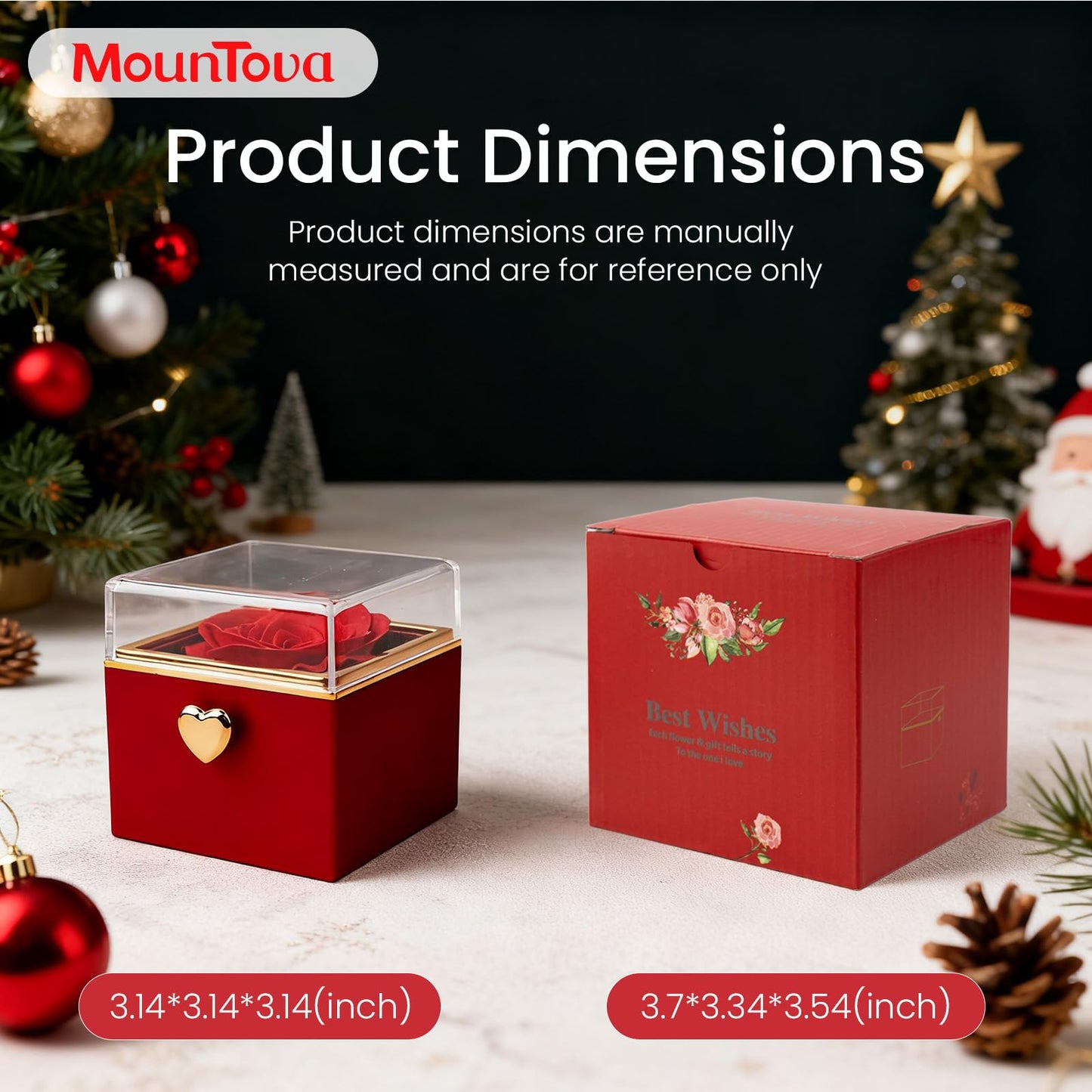 mountova Valentine’s Day Gift for Her Preserved Rose Surprise Box with Heart Necklace, Luxury Flip Jewelry Box, Romantic Gift for Girlfriend or Wife, Anniversary & Proposal (red)