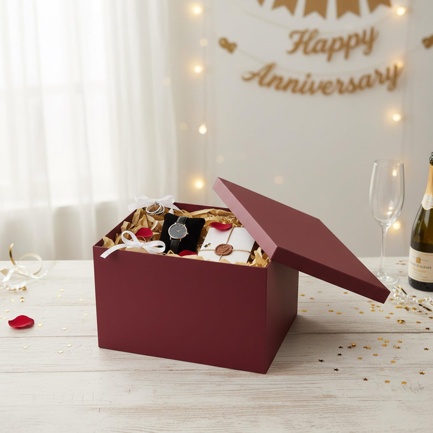 YINUOYOUJIA Extra Large Gift Box,17x11x11 Inches Burgundy Gift Boxes with Lids for Presents,11-inch Deep Gift Box for Wrapping Gifts.Ideal for Birthday,Weddings,Anniversary,Christmas or Business.