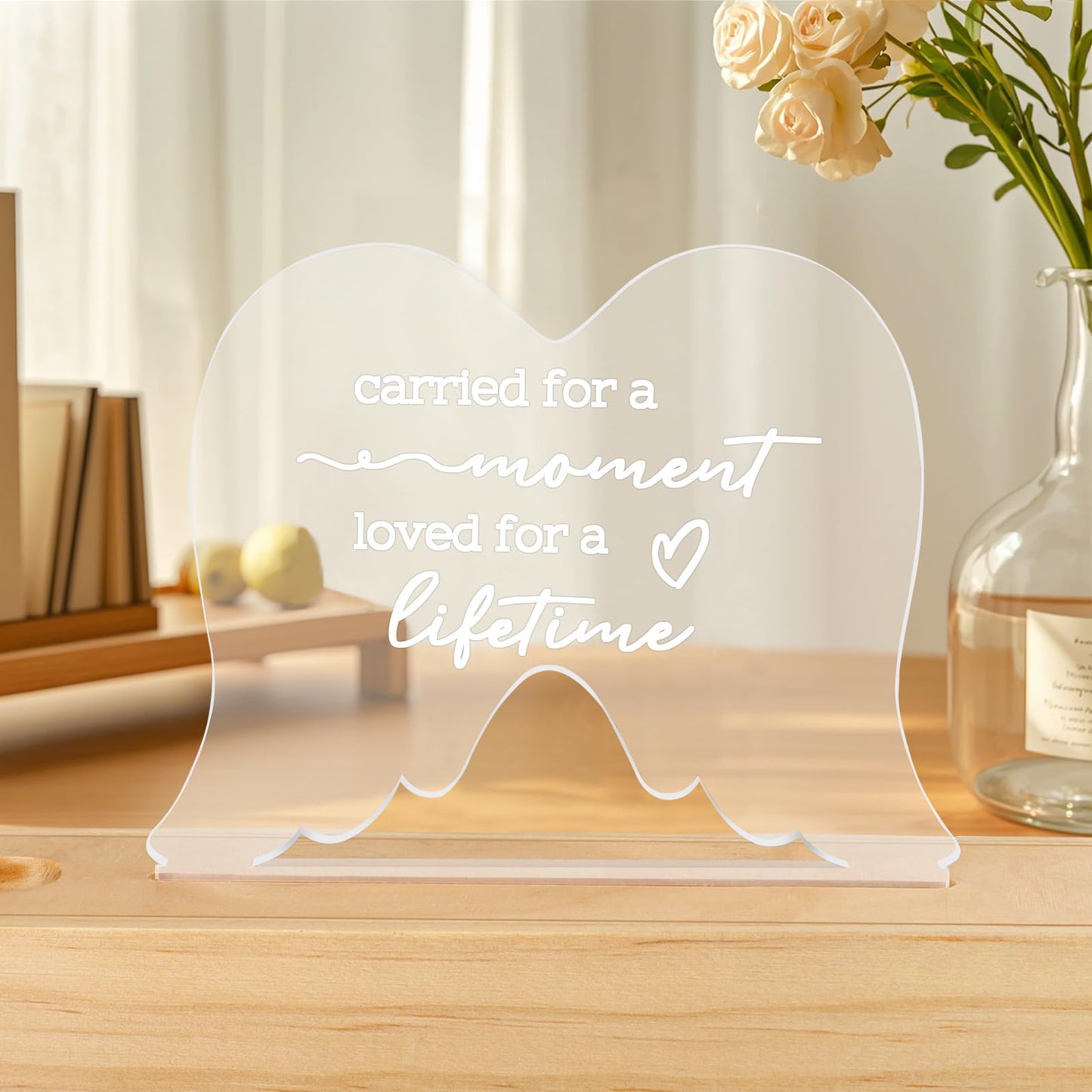 Ceiner Miscarriage Gifts for Mothers, Wooden Slip-Top Pregnancy Test Keepsake Box for Baby Loss with Angel Wings Acrylic Ornament, Comfort Sympathy Bereavement Memorial Gift for Parents, Mom and Dad