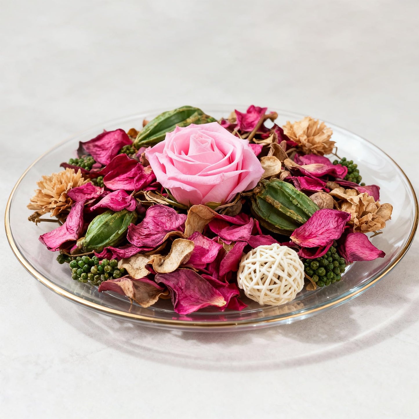 Potpourri Bags & Essential Oil Bracelet Set, Rose Scented Bowl Fillers, Fragrance Potpourri for Home Decor + Aroma Diffuser Stainless Bracelet, Gifts for Women, Mom, Aunt, Grandma, Wife-Pink