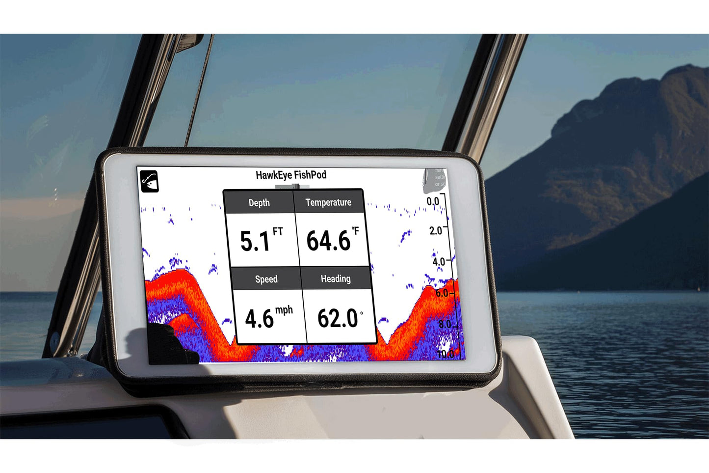 Hawkeye FISHPOD 10BX Boat Mount Bluetooth Fish Finder with AI Technology