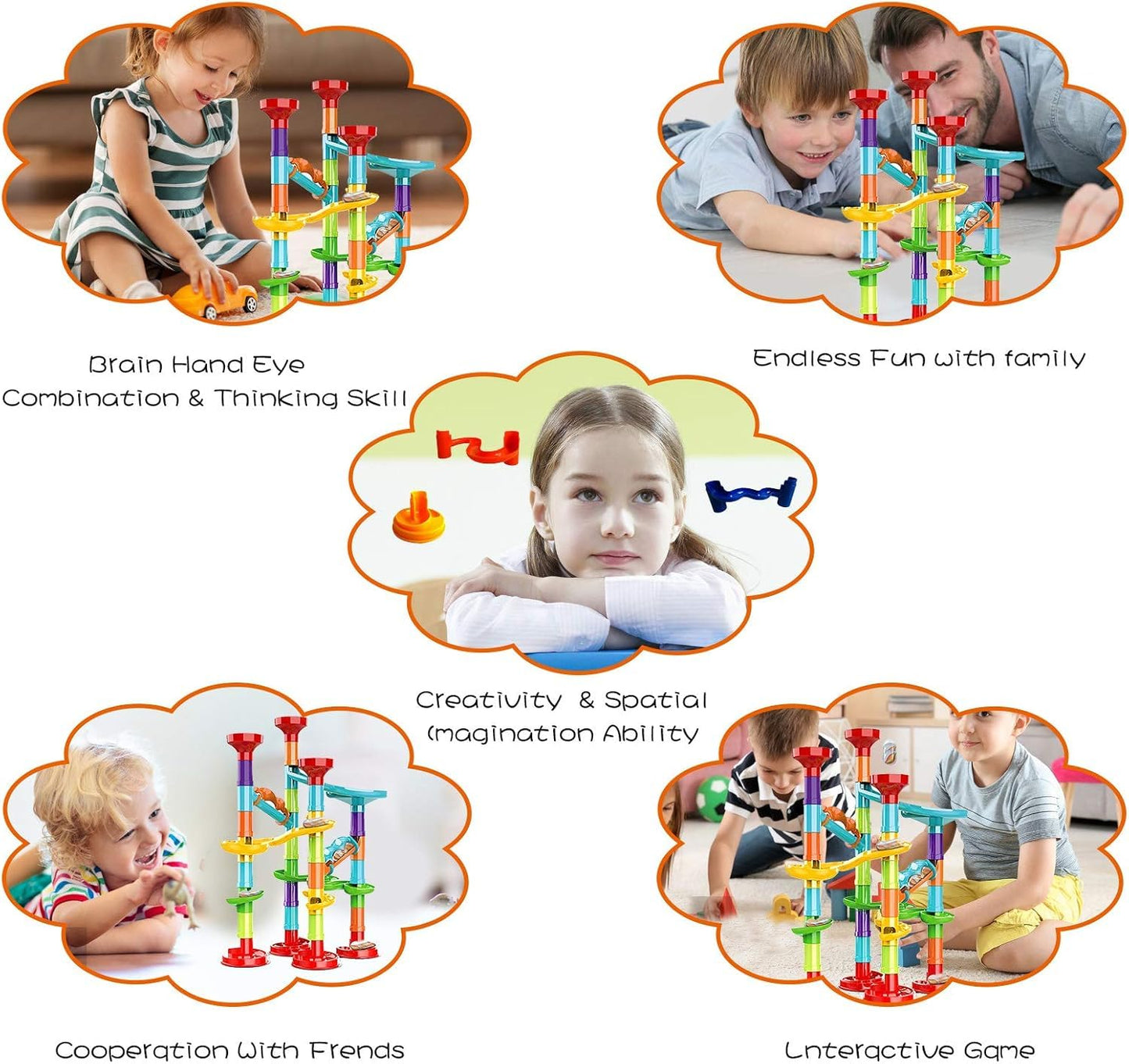 93Pcs Marble Run Set with 30 Glass Marbles Runs for Kids Girls Boys Toys Stem Maze Educational Race Game Birthday Gifts (LargeA)
