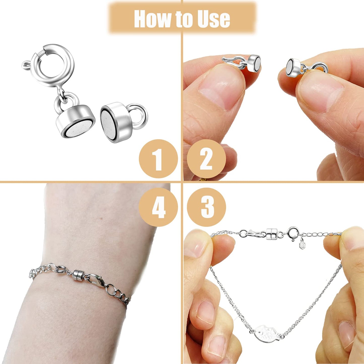 Dailyacc Magnetic Necklace Clasps and Closures - Safety 14 K Gold and Silver Jewelry Converters for Bracelets Chain Extender