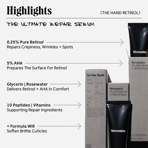 Nécessaire The Retinol Duo – Body + Hand Retinol Set for Crepiness, Wrinkles & Uneven Tone – Fragrance-Free, Fast-Absorbing Night Treatments – Dermatologist-Tested, Vegan – 2 x Targeted Serums