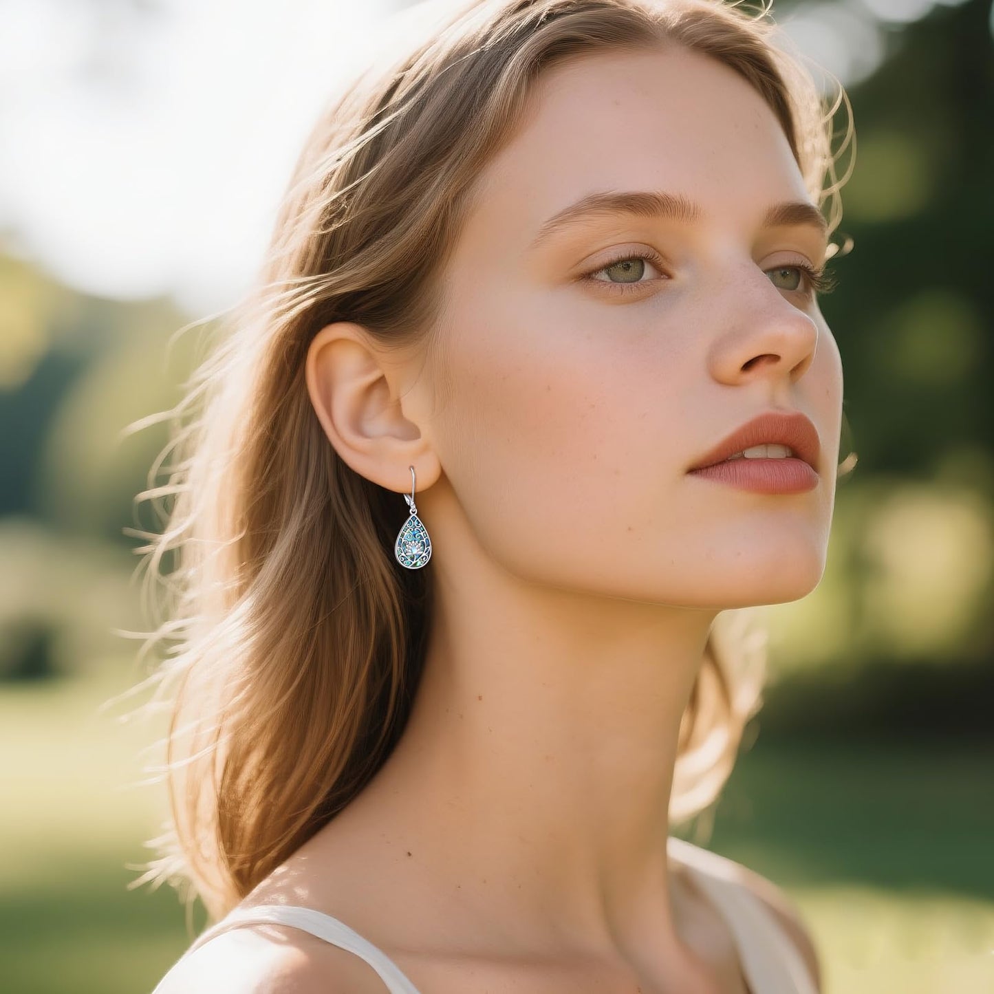 Lotus Earrings for Women 925 Sterling Silver Abalone Lotus Dangle Drop Moonstone Leverback Anniversary Jewelry Gifts for Wife
