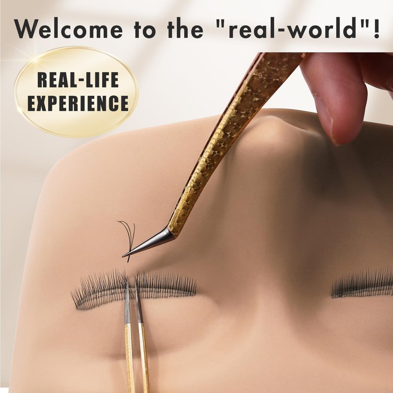 Embagol 3 Lash Layers Lash Mannequin Head For Eyelash Extension, Lash Extension Practice Face for Beginners Reusable Makeup Massage Training Supplies