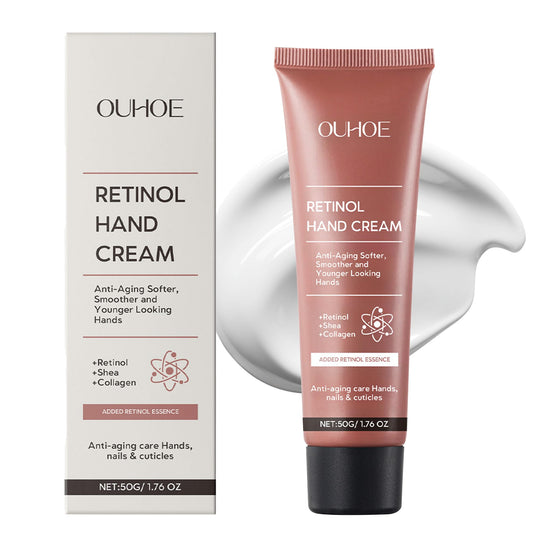 VRAIKO OUHOE Retinol Anti-Aging Hand Cream, Mineral Hand Moisturizer with Retinol, Shea Butter and Collagen, for Younger Looking Hands, Soft Smooth Skin, Nails & Cuticles (1pc)
