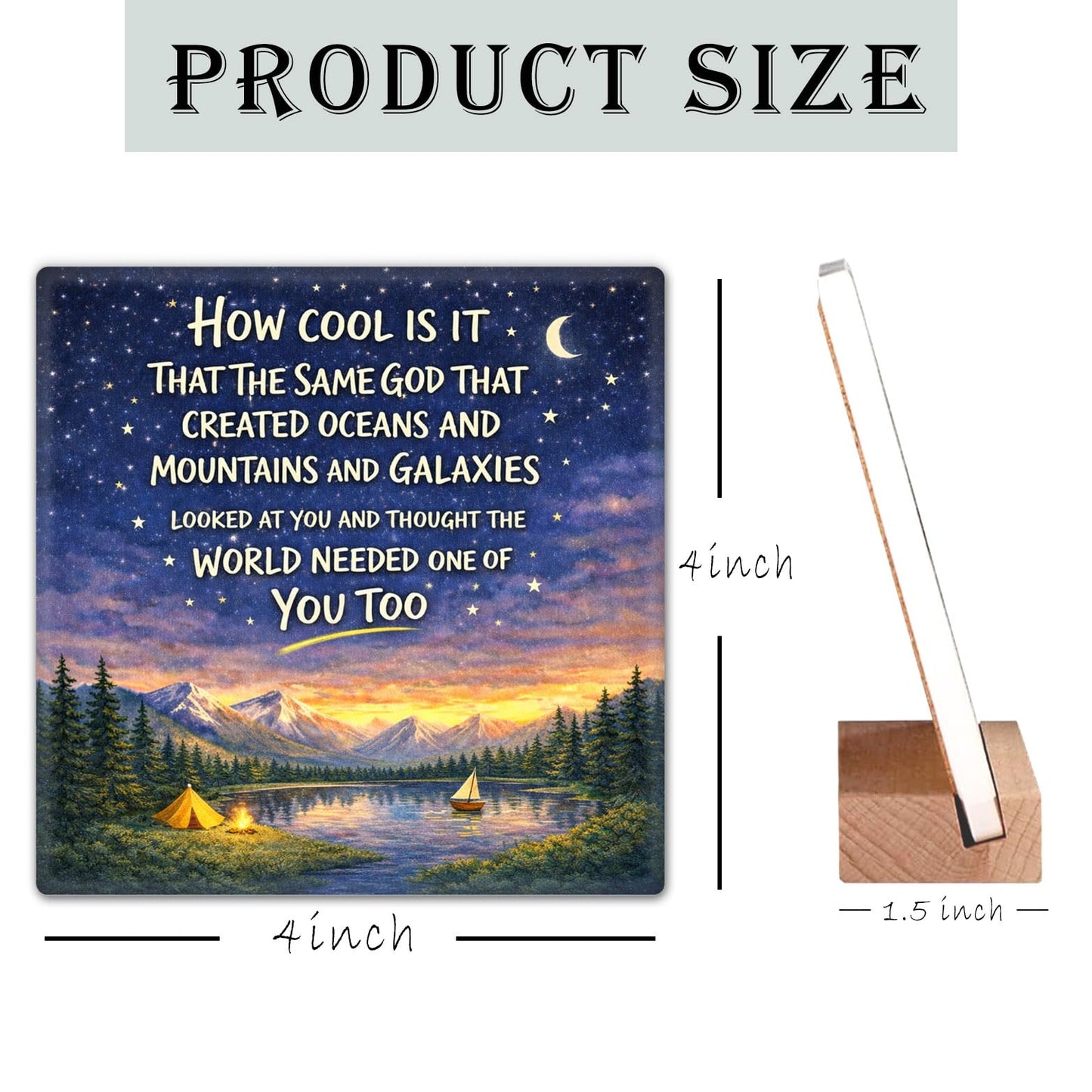 Christian Inspirational Desk Decor Sign - Baby Boy Nursery Decor Kids Room Desk Decor Gifts For Toddler Boys Baptism First Communion Gifts For Boys Bedroom Mountain Art Motivational Table Sign