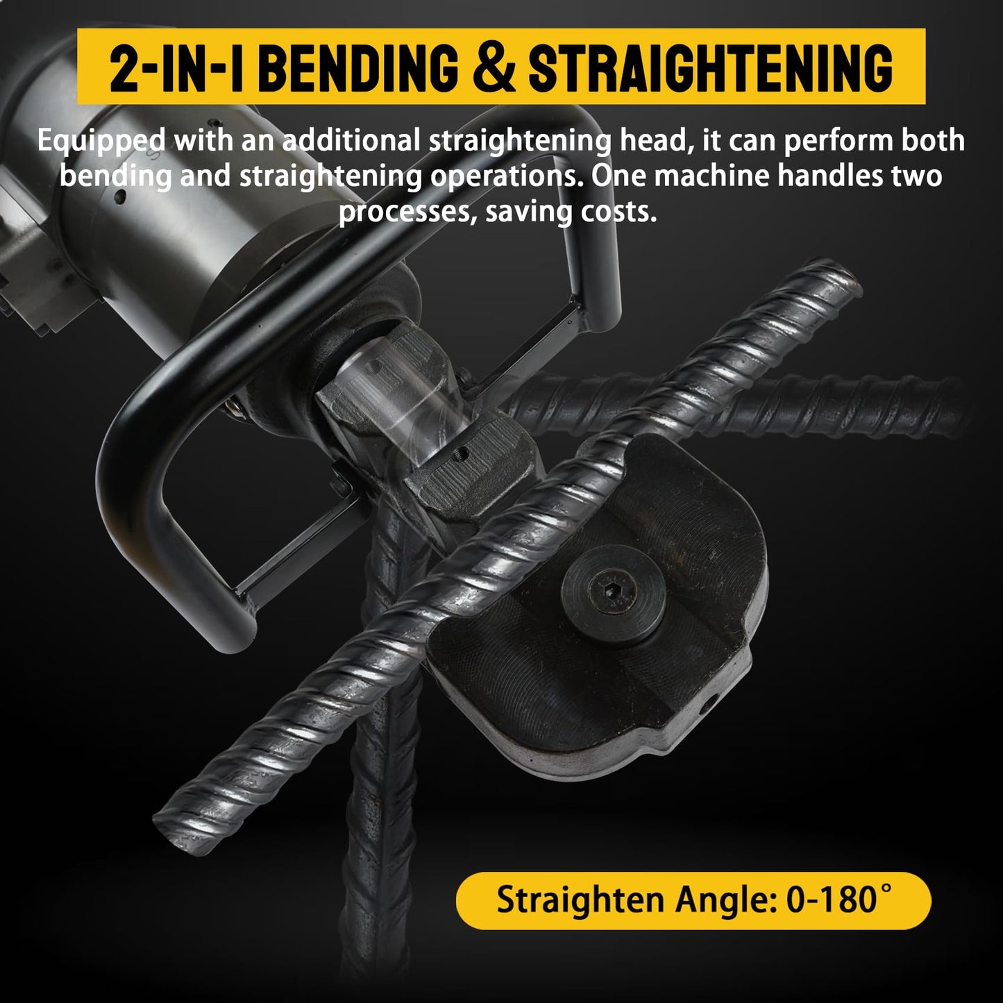 1800W Industrial Electric Hydraulic Rebar Bender & Straightener, 1” Handheld Portable Rebar Bending Machine,3-5s Fast Bending for 4-25mm (Max#8) Rebar,Bending Angle 0-90°,with Portable Toolbox,NRB-25B