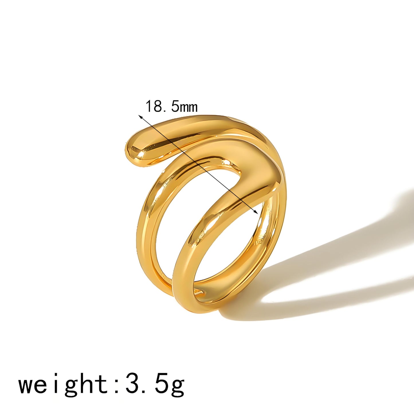 AIETUE Chunky Rings For Women, Gold Silver Thumb Ring Asymmetrical Wavy Curve Ring Adjustable Non Tarnish Dainty Stainless Steel New Year Anniversary Birthday Jewelry Gift (Zesty-Gold)