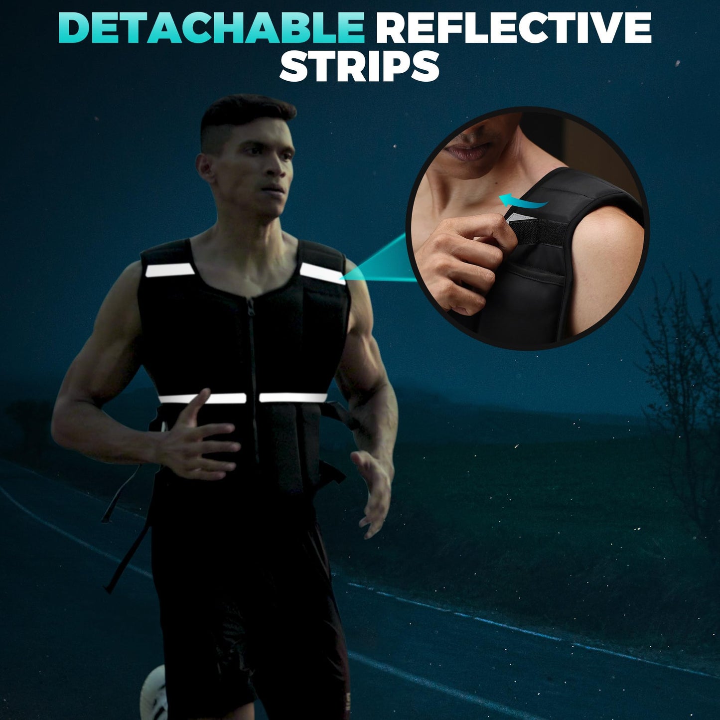 Adjustable Weighted Vest for Men Women, 19lb/35lb/45lb Rucking Vests for Walking with Zipper/16pcs Silicone Weights, Strength Training Workout Vest for Running GYM Home, Removable Reflective Strips