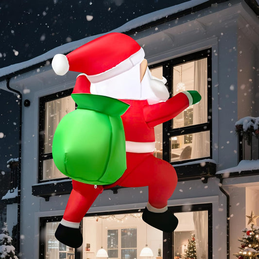 3 FT Christmas Inflatables Outdoor Decorations, Funny Cute Hanging Santa Claus with Gift Bag, Build-in LED Lights, Blow Up Xmas Decor for Indoor Yard Outside Fall Vacation Holiday Party Lawn