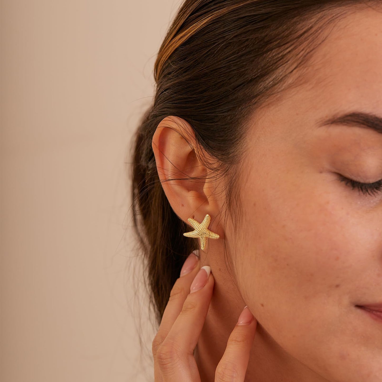 Plenky Gold Earrings for Women- 14K Gold Plated Starfish Earrings Summer Beach Vacation Outfits Trendy Jewelry Gifts