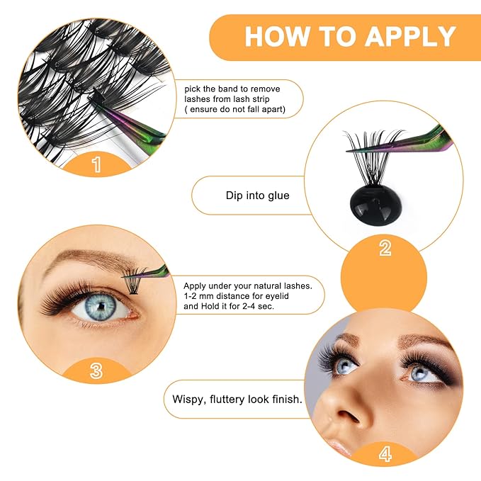 B&Q Lash Clusters 280PCS Natural Eyelash Clusters 40D D 12mm Individual Lash Wispy Eyelash Extension with Soft Thin Band Classic Look Pestañas Postizas Comfortable DIY at Home(40D-D-12mm)