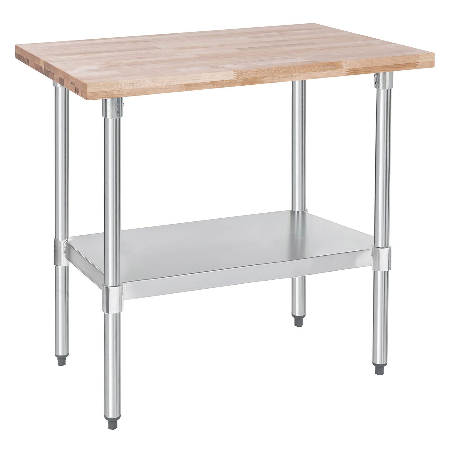 US Maple Top Work Table - 24 x 36 x 35 Inch Commercial Butcher Block Wooden Workbench with Adjustable Lower Shelf - Fits Restaurant, Warehouse, Home, Kitchen, Garage by DuraSteel