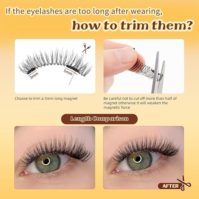 QUEWEL Magnetic Eyelashes with Applicator Reusable No Glue Needed Magnetic Lashes Cat Eye Natural Look Lashes Kit Easy to Wear and Remove(NZH F01)