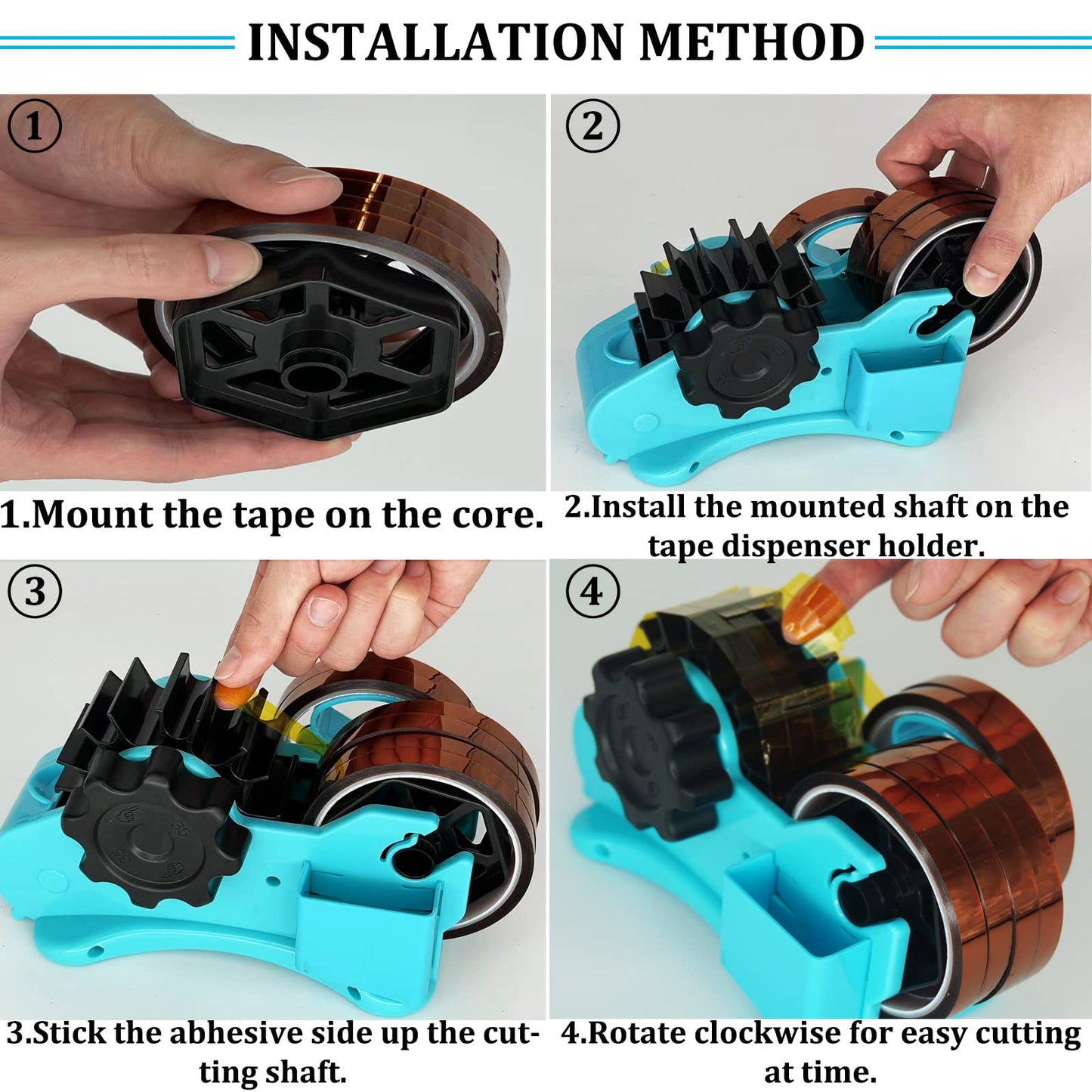 SHDSL Blue Heat Tape Dispenser Sublimation - Multiple Roll Cut Heat Tape Dispenser to PreCut Heat Transfer Tape Heat Resistant Tape, Semi-Automatic Tape Dispenser 3" & 1" Core for Scotch Tapes