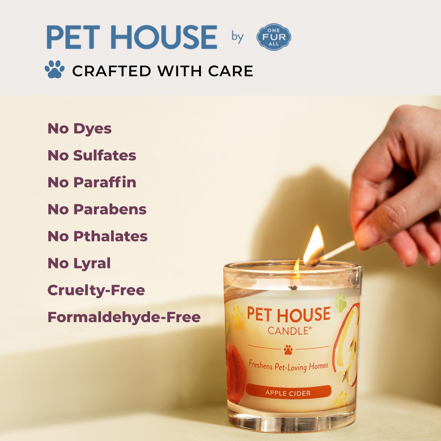 One Fur All Pet Candle 9 OZ Plant-Based Spring Candle with a 60 Hour Burn Time - BlackBerry Tea