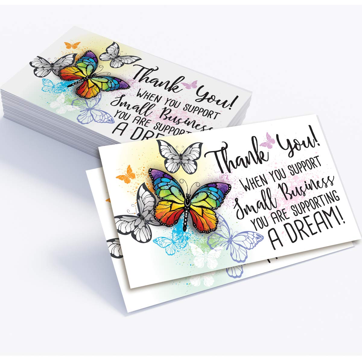 Business Thank You Cards - Small Business Essentials - When You Are Supporting Small Businesses - Blank Note Card, Stationery Set of 50 3.5 x 2 Standard Business Card, Small Business Thank You Cards