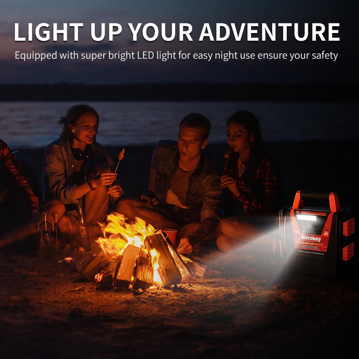 2000A Jump Starter with Air Compressor - Amcelooy Car Battery Jump Starter 260PSI Tire Inflator - Starts 8.0L Gas & 8.0L Diesel - 12V Portable Jump Box with LED Light & USB & DC Ports