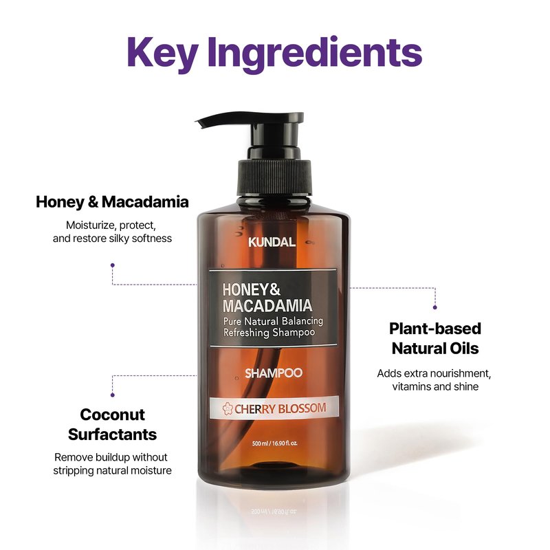 KUNDAL Honey & Macadamia Korean Hair Care Shampoo & Conditioner Set, White Musk, 16.9 Fl Oz Pack of 2 - Salon Quality, Helps Hair Feel Moisturized, Argan Oil, Sulfate Free, Long Lasting Scent