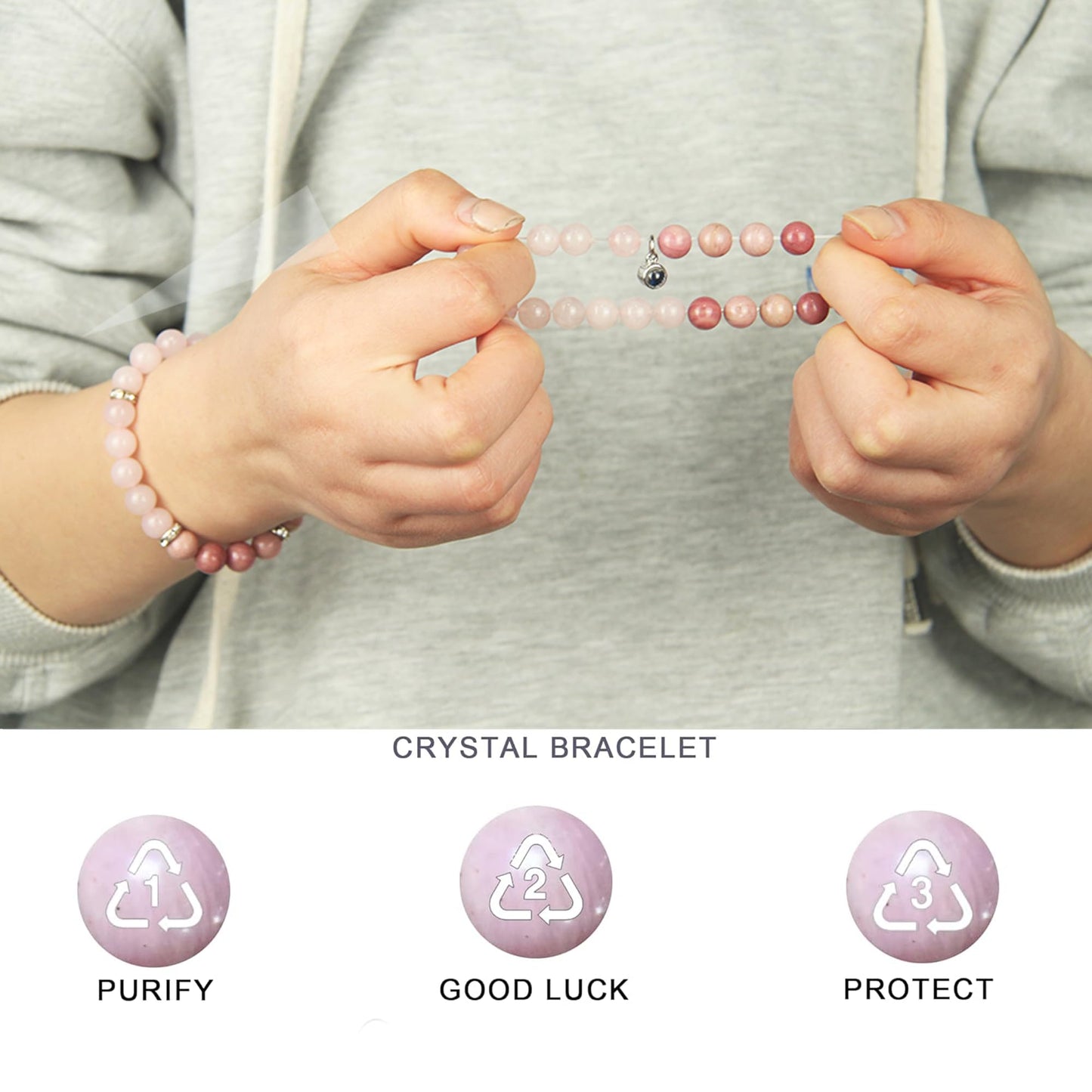 GDLKPYHS Picture Bracelet Personalized Photo - Healing Bracelets for Women - Rose Quartz Bracelet - Healing Prayers Crystal- Mothers Day Gifts Birthday Gifts For Women Bracelets With Photos
