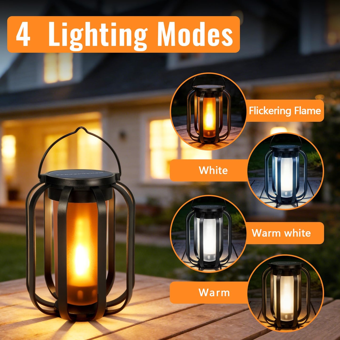 Solar Lanterns Outdoor Lights, 2 Pack Hanging Lantern with Flickering Flame, Hanging Lantern Decorative for Outside,Solar Powered Lanterns for Yard Patio Path Tree Garden Decor