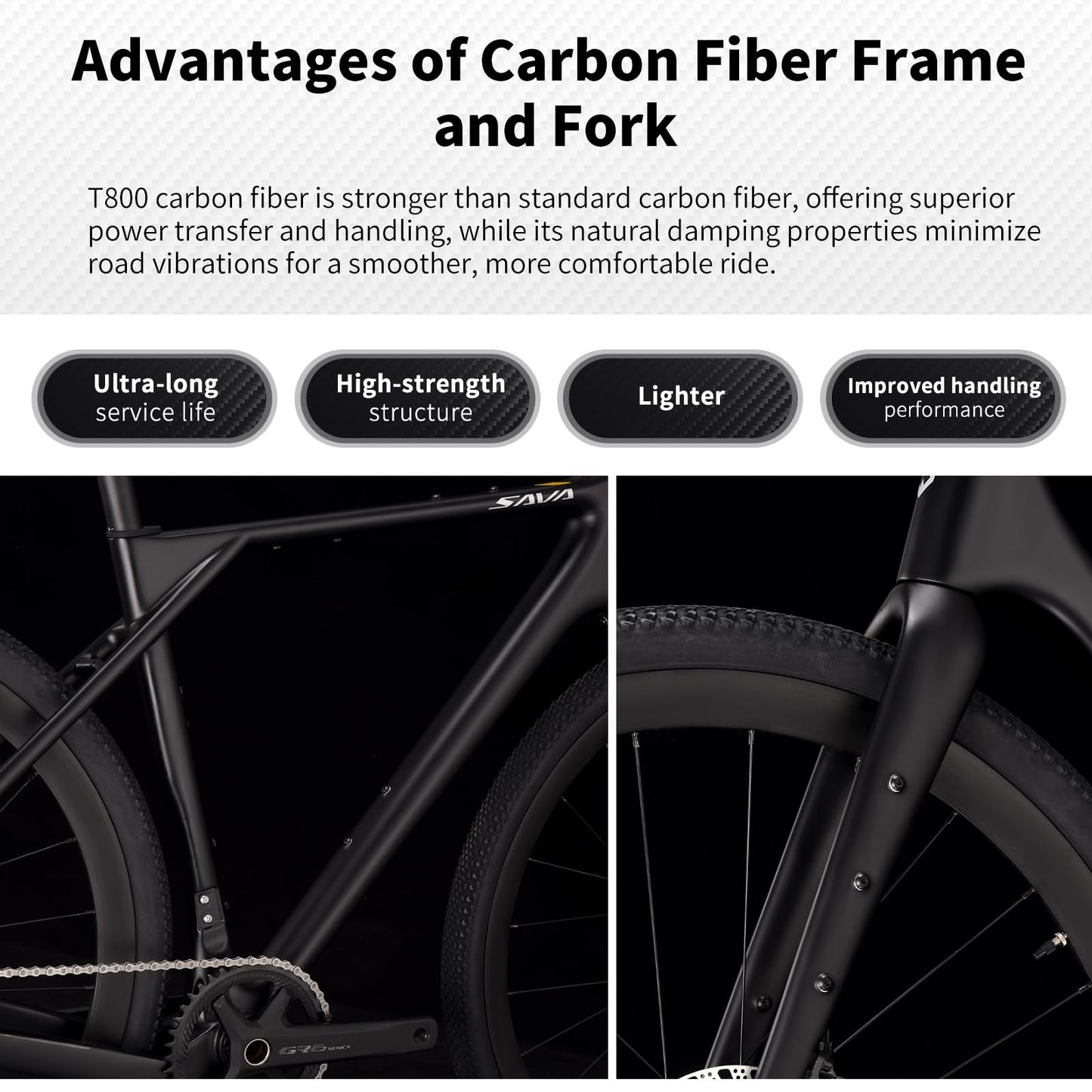 SAVADECK Carbon Gravel Bike - T800 Carbon Frame & Fork | Shimano U6000 11-Speed Groupset | Hydraulic Disc Brakes | 700CX40mm All-Terrain Tires | Men & Women Road/Off-Road Bicycle (Gold, 55cm)